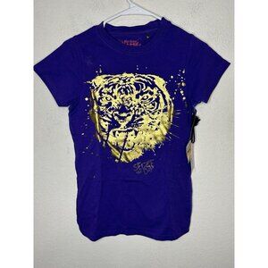 Y2K Blak Label Pink Women’s Purple Gold Metallic Lion T Shirt Size Medium